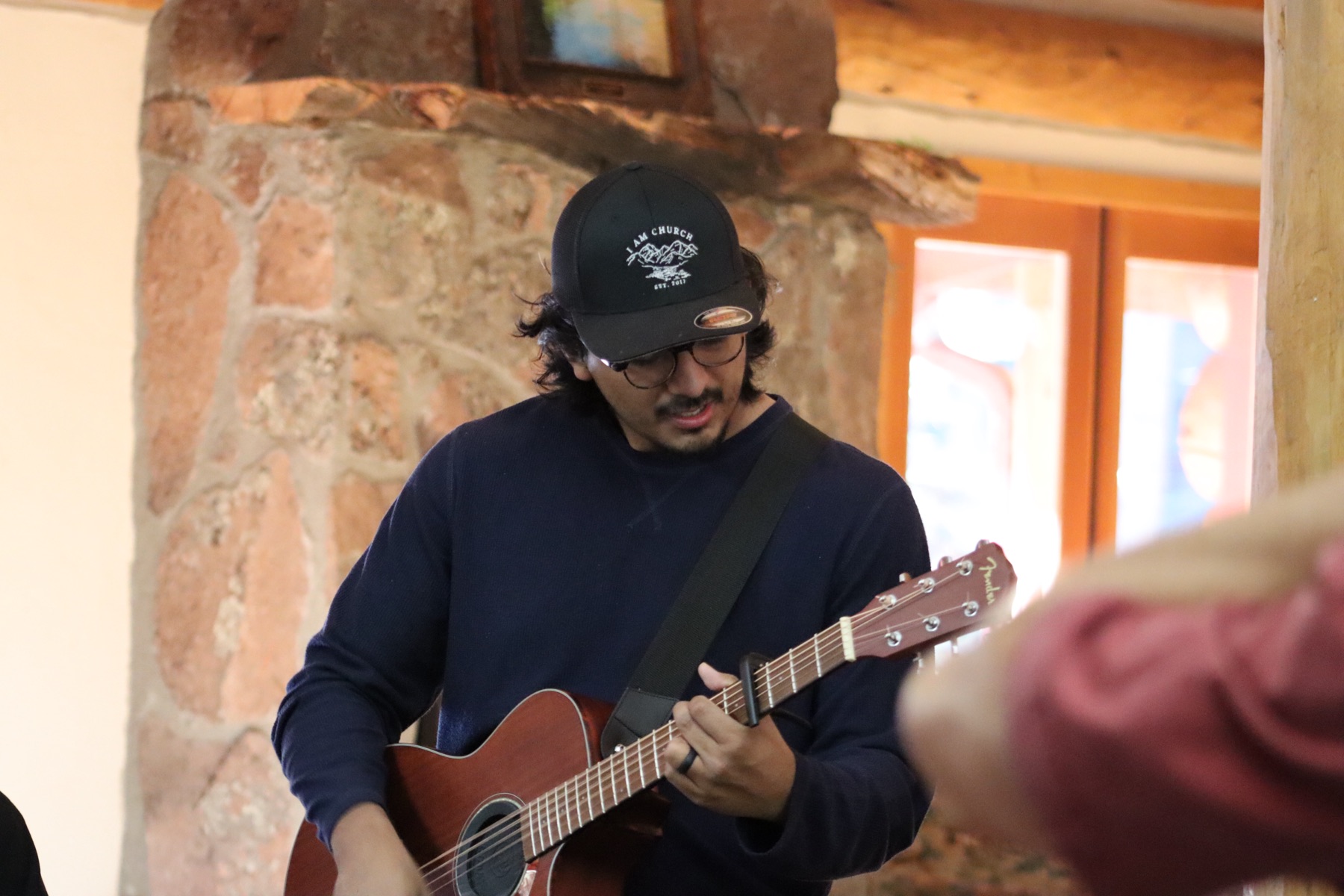 Worship musician leading music